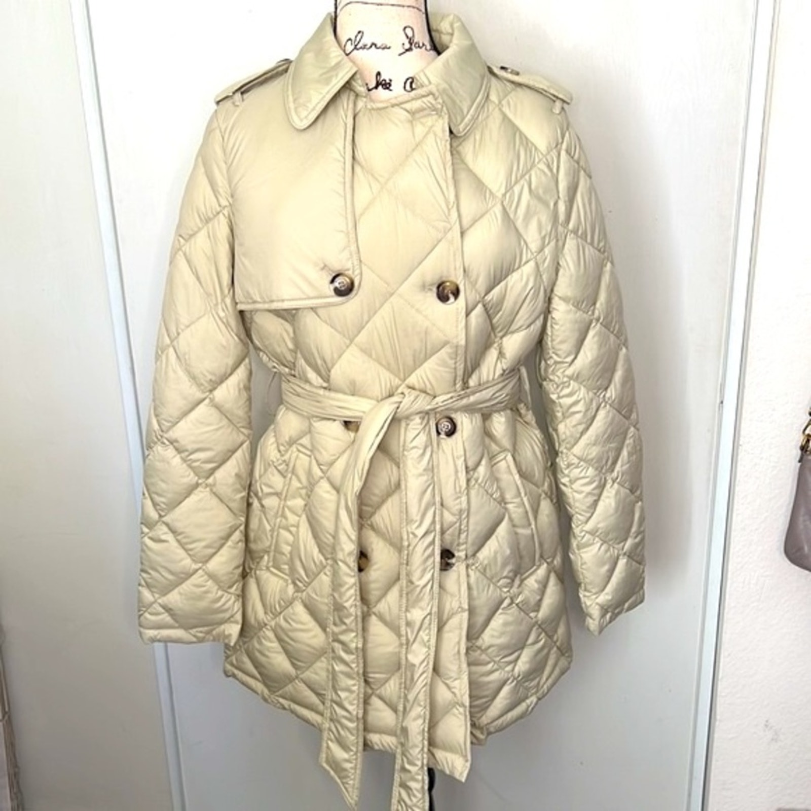 Nwt! Sam Edelman Double Breasted Quilted Trench Coat Size Large